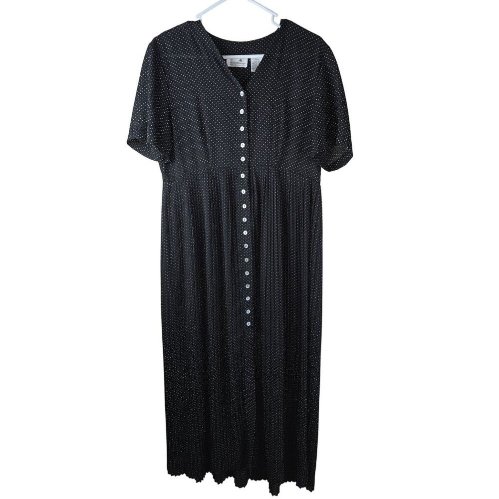 VTG Liz Claiborne Polka Dot Baby Doll Dress Accordion‎ Pleats